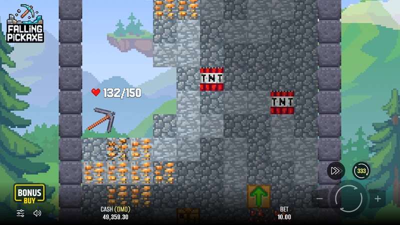 Stone pickaxe at 132 of 150 durability